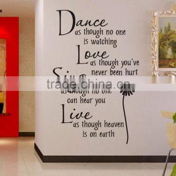 Dance Love Sing Live Art Vinyl Words Quote Wall Stickers Wall Decals Home Decor