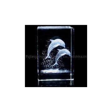 3d Laser Dolphin Crystal Cubes Gifts