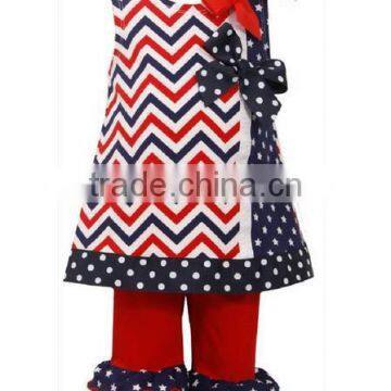 factory directly sale summer 2 piece sleeveless swing top & pants child cloths kids wear for 4th of july