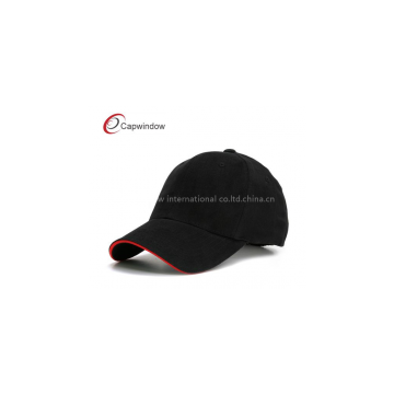 Black Red Sandwiched Fitted Baseball Hats , Structured Firm Crown