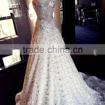 New Style Custom Made Elegant A-line one shoulder white chiffon with flower Formal wedding dress bridal gown