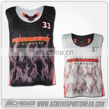 Custom Reversible team training/shooting Sublimation mesh Lacrosse sleeveless shirts