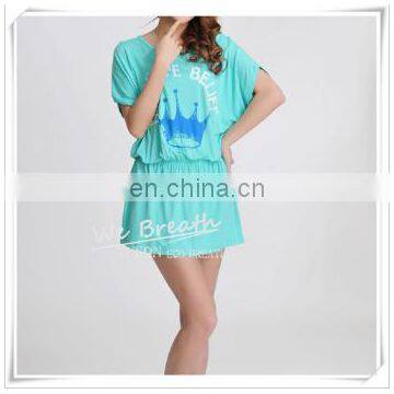Ladies' Eco Yarn Dye Bamboo Fabric Cover-up Sleepwear Designed Printing photo-5
