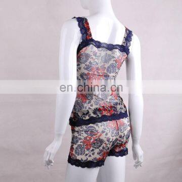 2015 Flower Printed Sleeveless Ladies Bra and Panty Sets Camisole photo-4