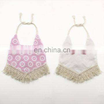 White Pink Baby Bandana Bibs Bow Lace Fringe Infant Christening Bibs Kid's Apron Feeding Accessories