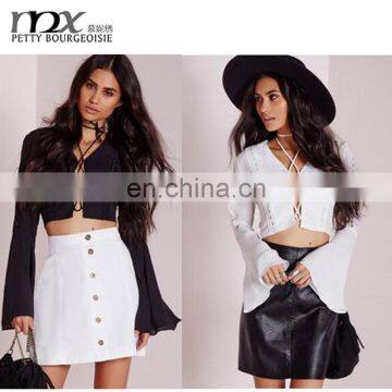 Images of ladies casual tops flare sleeves plain crop tops wholesale