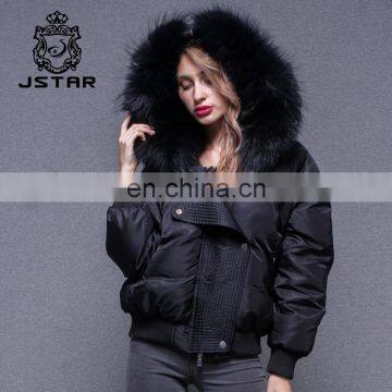 Good Price Men Short Bomber Jacket With Raccoon Fur Collar Custom Jackets