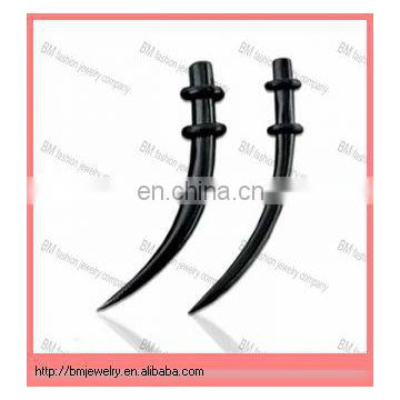 Natural Water Buffalo Horn Curved Tapers in acrylic black ear body piercing jewelry rings