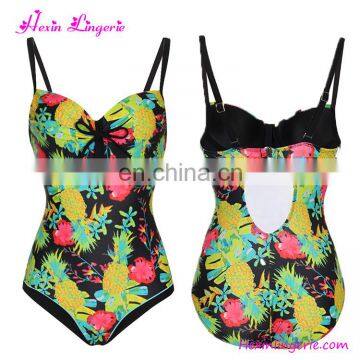 Wholesale Outlet Sexy Printing Black Bikini Women One Piece Swimsuit