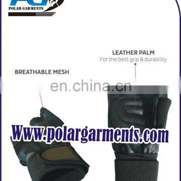 Breathable weight lifting gloves with leather palm