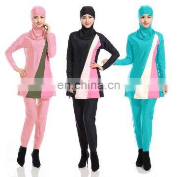 Muslim islamic Arabic sexy women stripe dubai abaya wholesale swimming wear swimsuit hijab abaya