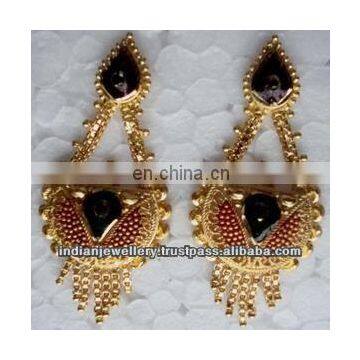 Gold plated meena earrings manufacturer exporter