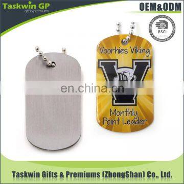 2017 Factory Supplys Printed Dog Tag with Chain, Printed Metal Dog Tag for Promotional