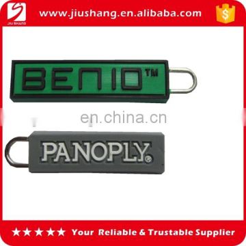 Custom pvc 3d embossed logo zipper heads with metal ring