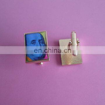 China novelty offset printed photos gold cufflinks for sale