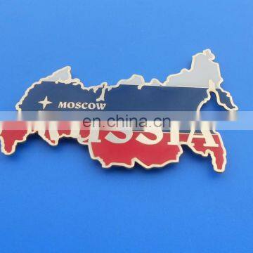 High Quality Zinc Alloy Russian Map Shaped Flag Enamel Colors Souvenir Fridge Magnet