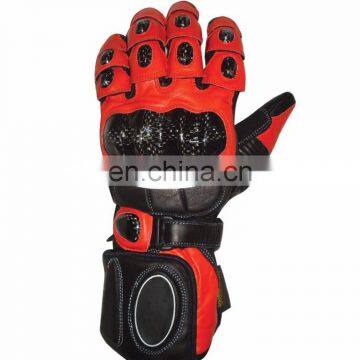 Leather Summer Motorbike Gloves HLI Orange Black, Gloves Motorbike