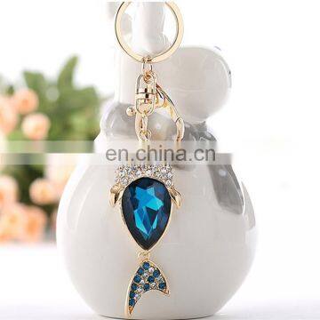 Gold Plated Alloy Metal Shine Crystal Fish Custom Keychain photo-4