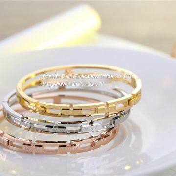 Gold Rose Gold Silver PVD Plating Simple Design Stainless Steel Bracelet Armbånd Esposas