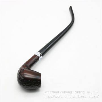 245mm Length Wooden Resin Medium Tobacco Pipe With Small Black Carving Head for Smoking photo-3