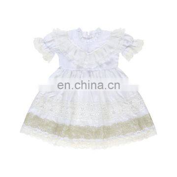 Wholesale Pure White Icing Tunic Dress For Girl Princess Girl Tailor Dress