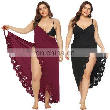 LAITE D2119 Women Hollowing Out Casual Dresses Women Plus Size Dress Ladies Beach Smock photo-2