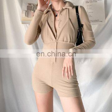 LAITE J2034 New Arrivals Single Button One Piece Jumpsuit Women 2020 Bodycon Jumpsuit photo-5