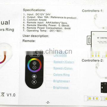 DC12-24V 3Channels 18A RF Remote Touch Controller For SMD5050 RGB Led Strip Lights photo-6