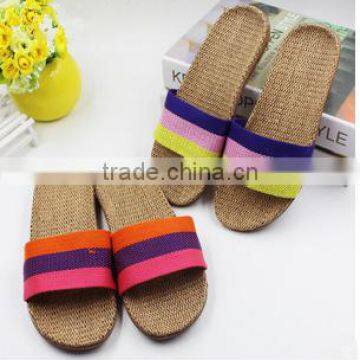 2016 hot sale couple Household Flax absorbent cool slippers indoor