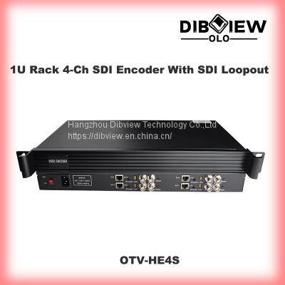 1U Rack H.264 H265 Digital Cable IPTV 4 Channel SDI IP 1080P Live SRT HTTP UDP RTMP HLS Streaming HD Video Facebook Youtube Enco