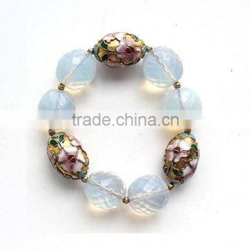 High quality elastic Chinese Cloisonne beads bracelet enamel brass jewelry