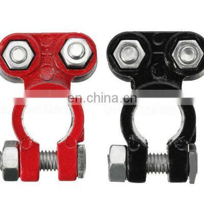 JZ Zinc Titanium Alloy Black and Red Negative Positive Battery Terminal Connector fits 6 and 12 volt