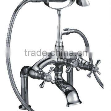 New Design Deck Mounted Triple Handles Bathroom Bath Faucet Telephone Shower Set