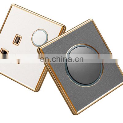 BAIJIANG UK Standard Wall Push Button Light Switch 16A Acrylic Panel  Metal Pull Flower Frame Sockets And Switches Electrical