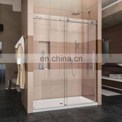 Glass Bathroom Shower Room Sliding Shower Barn Door With Hardware photo-3