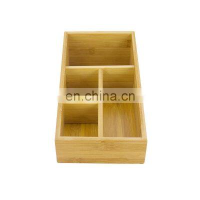 High Quality Multifunction Utility Office Or Home Bamboo Desk Top Organizer with 4 slots