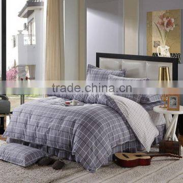 Elegant eueropean style navy blue plaid king size bed skirt for hotel