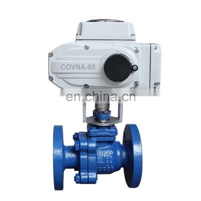 COVNA DN25 1 inch 2 Way 12V DC PTFE Lined Double Flanged Stainless Steel Motorized Electric Ball Valve