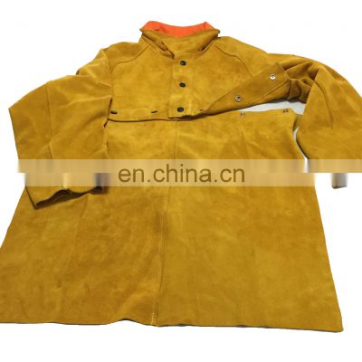 Mens Cow Split Leather Welding Apron With Long Sleeves, Welder Leather Apron, Safety Jacket