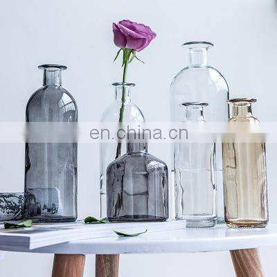 Tabletop Decoration Wholesale Nordic Home Wedding Creative Unique Decorative Clear Flower Bottle Glass Vase