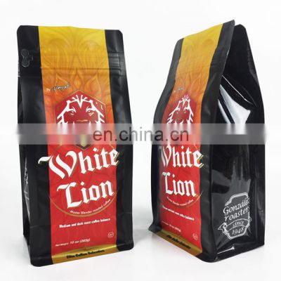 wholesale custom printed 250g gram plastic aluminum foil coffee bean packaging bags with valve