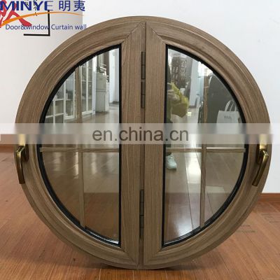 China semi circular aluminum wooden round pivot window