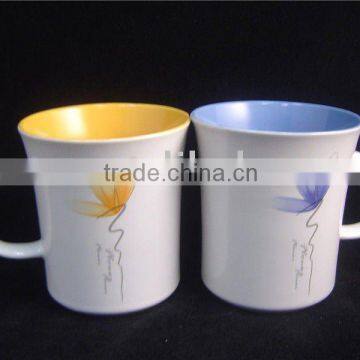 Ceramic coffee mug and cup with printing and inside color, supply various colors and sizes