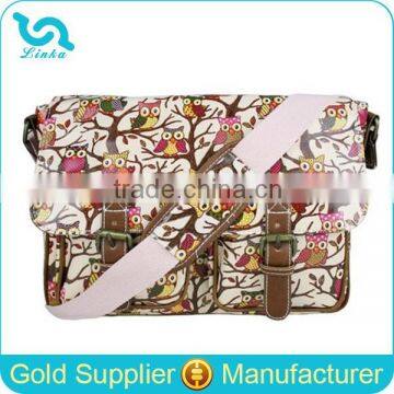 Wholesale Owl Pattern Oilcloth Bags Adjustable Shoulder Strap School Bag