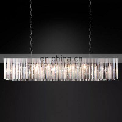 RHYS new design Modern Luxury Rectangular Indoor Metal  LED Crystal chandelier  for Home Office Dining Living Room Decorative