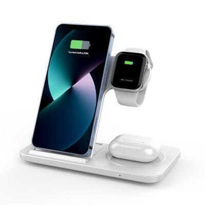 Portable 3 In 1 Desktop Newest Fast Charging Foldable Wireless Charger For iWtach and mobile phones