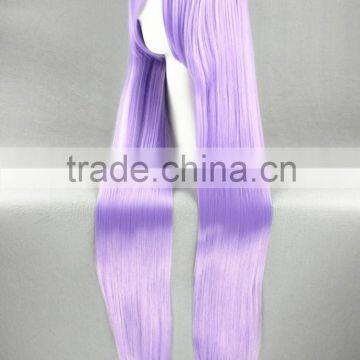 High Quality 100cm Long Straight Gin Tama-Sarutobi Ayame Light Purple Synthetic Anime Wig Cosplay Hair Wig Party Wig photo-4