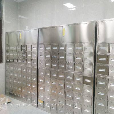 Heavy-Duty Stainless Chinese Medicine Chest | Vintage Industrial Furniture for Herb & Spice Storage