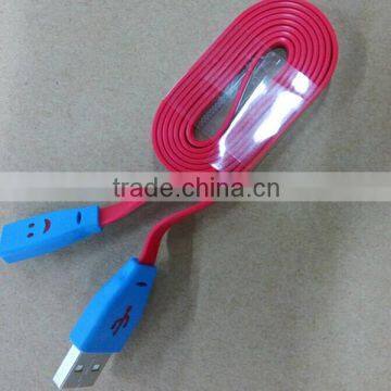 Hot Sale LED Smiley Face Noodles USB Cable for IPhone 6s 6G 5G