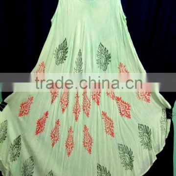 hand printed long umbrella dress sleeveless dresses